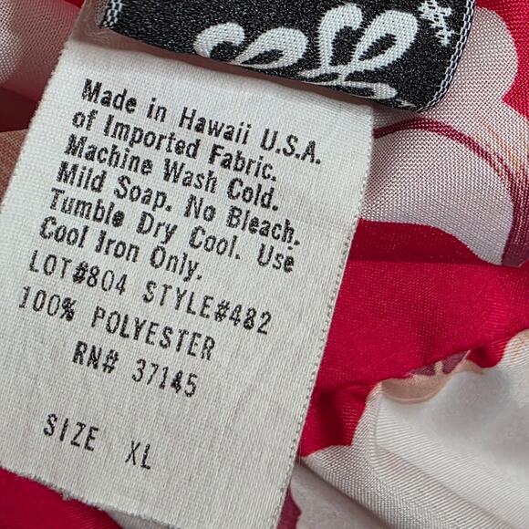 VTG 90s Y2K Hilo Hattie Muumuu Dress XL Red Floral Hawaiian Off Shoulder Aloha - Picture 6 of 6